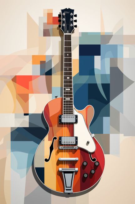 Abstract Guitar Art, Geometric Art Colorful, Guitar Aesthetic Painting, Guitar Wall Painting, Guitar Wallpaper Art, Guitar Drawing Aesthetic, Masculine Paintings, Guitar Digital Art, Abstract Guitar Painting