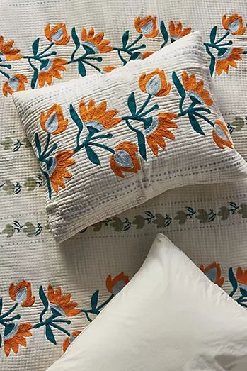 Anthropologie Bedding, Perfect Bedding, Unique Beds, How To Clean Iron, Delicate Details, Bedding Collections, Quilt Blanket, Color Orange, Accent Pillows