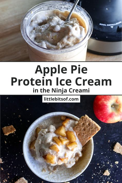 Ice Cream Ninja Blender, Protein Ice Cream Ninja Creami, Creami Protein Ice Cream, Ice Cream Ninja Creami, Ninja Ice Cream Recipe, Apple Pie Ice Cream, Protein Ice Cream Recipe, Protein Ice Cream Recipes, Keto Chow