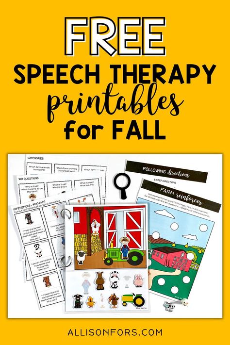 Fall Speech Therapy Activities Free, Fall Articulation Activities, Pumpkin Speech Therapy Activities, Free Speech Therapy Activities, Fall Speech Therapy Activities, Fall Language Activities, School Rules Poster, Preschool Speech Therapy Activities, Speech Therapy Printables