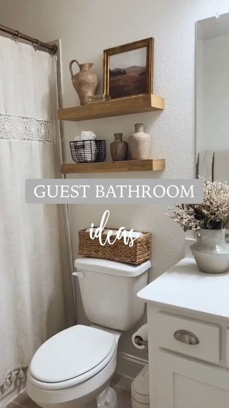 Luxury Guest Bathroom Ideas, Half Bathroom Decor, Bathroom Counter Decor, Washroom Decor, Guest Bathroom Decor, Bathroom Shelf Decor, Restroom Decor, Bathroom Decor Apartment, Bathroom Design Decor