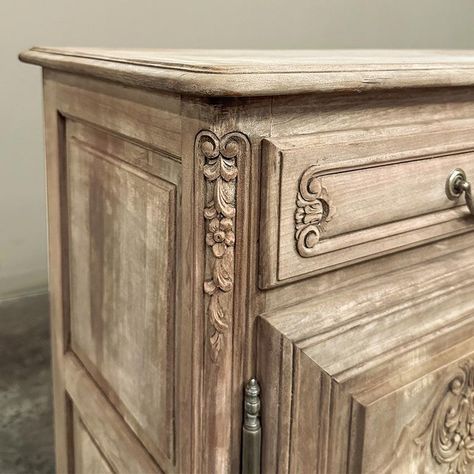 Bleached Oak Kitchen Cabinets, French Country Cabinets, French Country Sideboard, French Country Buffet, Earthy Kitchen, Antique Kitchen Cabinets, Narrow Sideboard, French Country Decorating Kitchen, French Country Dining Room