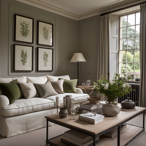 Cotswold Family Home ⁠ We love to combine the old with new.  In this informal living room we incorporated a range of contemporary touches and bright colours to accentuate unique architectural details.  This Cotswold country home encapsulates our signature ethos and aesthetic, for laid back country interiors, that are designed to last.  ⁠ #informallivingroom #countryhome #winchcombe #cotswoldinteriordesigner  #countryinteriors Informal Living Room, English Country House Interior, British Interior Design, Modern Cottage Style, Green Lounge, Country Interiors, Country House Interior, Country Interior, Lounge Design