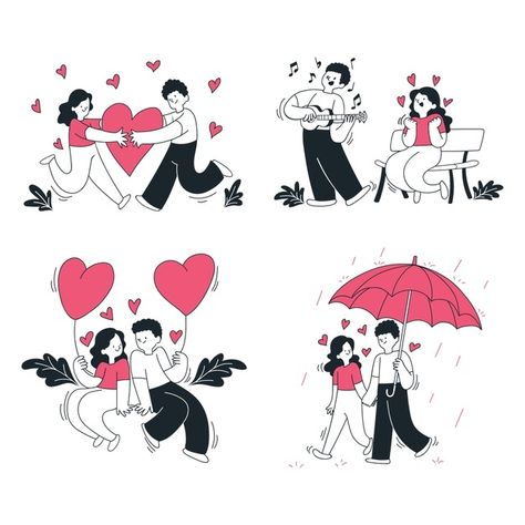 Romantic couple spending time together | Premium Vector #Freepik #vector #heart #love #celebration #valentines-day San Valentin Vector, Love Celebration, Valentines Letter, Valentines Illustration, Valentine Background, Cartoon Heart, Twin Souls, Twin Flame Love, Valentines Day Couple