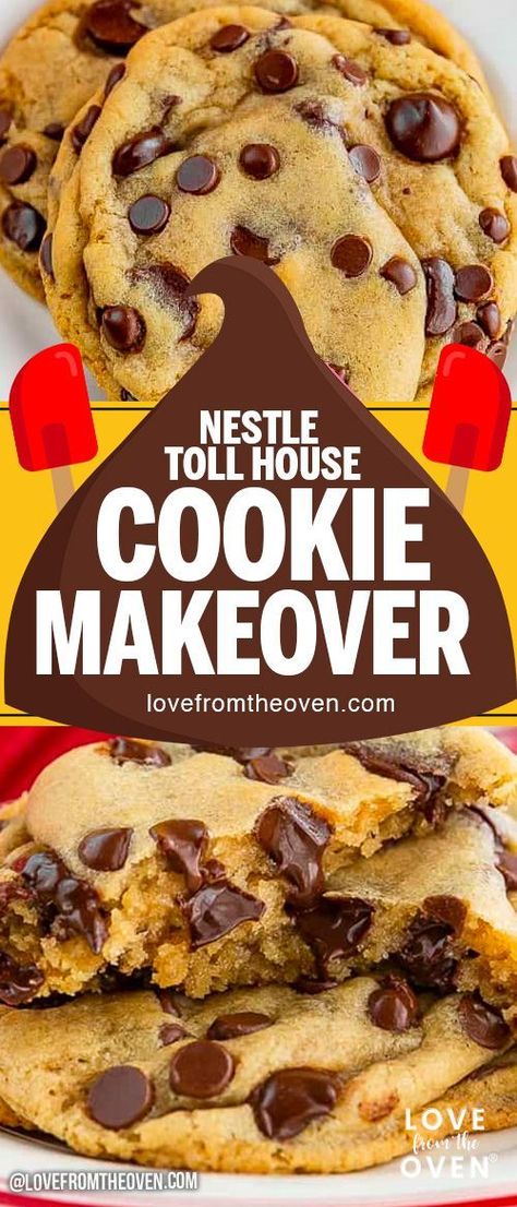 Take your Nestle Toll House Cookie recipe to a whole other level! Soft and chewy, not flat, and perfectly delicious chocolate chip cookies! #chocolatechipcookies #nestletollhouse #cookies #recipe #dessert #baking #lftorecipes Toll House Cookie Recipe, Nestle Chocolate Chip Cookies, Tollhouse Cookie Recipe, Nestle Toll House Cookies, Delicious Chocolate Chip Cookies, Tollhouse Chocolate Chip Cookies, Tollhouse Cookies, Chocolate Chip Shortbread Cookies, Toll House Chocolate Chip