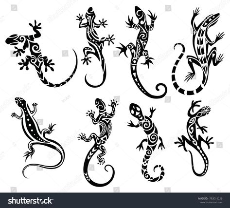 Lizard Logo, Gecko Tattoo, Colorful Lizards, Lizard Tattoo, Neck Art, Maori Tattoo Designs, Woman Tattoo, Silhouette Tattoos, Maori Tattoo