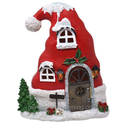 Winter Mantle Decor, Xmas Cakes, Winter Mantle, Christmas Fairy Garden, Santa's House, Clay Fairy, Clay Fairy House, Garden Houses, Led House