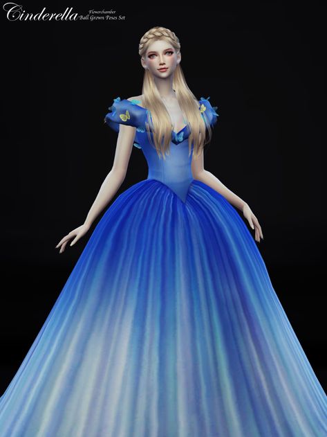 sims 4 cc // custom content pose pack // Flower Chamber — Cinderella (Ball Grown) Poses Set Sims4 Cc Prom Dresses, Cinderella Dress Sims 4, Sims 4 Cc Quinceanera Dress, Sims Disney Cc, Sims4 Princess Cc, Sims 4 Disney Princess Cc Cinderella, Sims 4 Cc Clothes Princess, Sims4 Cc Princess Dress, Ts4 Princess Cc