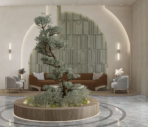 siwa salt spa reception design :: Behance Spa Lobby Interior Design, Biophilic Reception Design, Spa Entryway Ideas, Reception Lounge Design, Spa Lobby Reception Areas, Small Reception Design, Spa Lounge Area, Spa Reception Design, Reception Lobby Design