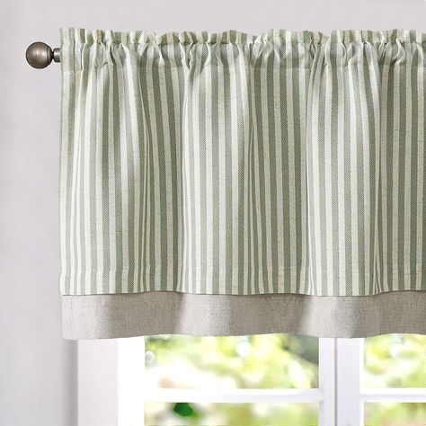 PRICES MAY VARY. Linen Valance for Windows: Elevate your home decor with our Linen Valance Curtain. The valance measures 50 inches in width and 18 inches in length, with a 2-inch rod pocket that fits rods up to 1 1/5" in diameter. Simple pleats on the rod pocket add an elegant look. Striped Valance Window Treatments: Features classic ticking stripe print chic design that reveals the fashionable elements and makes for ideal striped valance window treatments, visually giving a touch of simplicity Farmhouse Valances, Linen Valance, Farmhouse Valance, Valances For Living Room, Linen Valances, Window Toppers, Linen Curtain Panels, Farmhouse Windows, Kitchen Valances