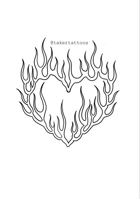 Heart with fire flames corazón llamas de fuego diseño tatuaje lineal Flaming Star Tattoo, Flame Heart Drawing, Flames Tattoo Stencil, Flame Line Art, Heart Fire Tattoo, Heart Flame Tattoo, Flame Heart Tattoo, Flame Tattoo Design, Flames Tattoo Design