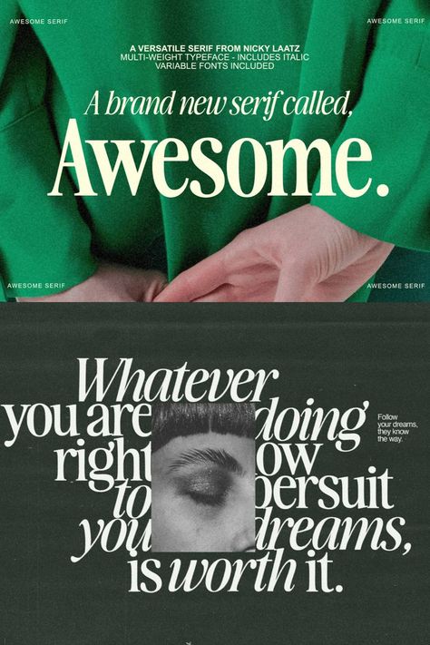 Say hello to Awesome Serif :) A dreamy multi-weight , multi height type family - In both Regular and Italic styles - 30 fonts in total. Two handy variable fonts are included if you have software that can read variable fonts. #ad Fun Serif Fonts, Serif Website Design, Bold Sans Serif Fonts, Cool Serif Fonts, Typography Serif Font, Clean Sans Serif Font, Best Font For Logo Design, Modern Serif Typography, Modern Serif Fonts Free