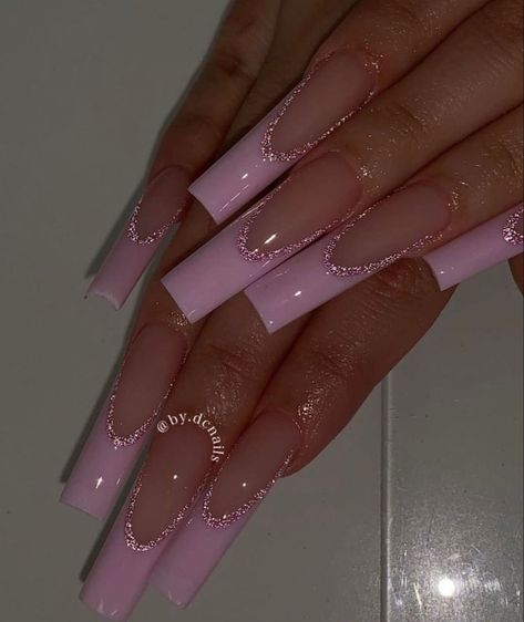 Nail Art Trendy, Pink French Nails, 2023 Nail, Baby Pink Nails, Glitter Nails Acrylic, Pink Glitter Nails, Manicure Gel, Girly Acrylic Nails, French Tip Acrylic Nails