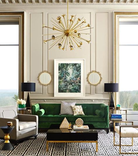 Modern Art Deco Living Room Ideas From An Interior Designer Small Art Deco Living Room, Art Deco And Mid Century Modern, Art Deco Interior Design Modern, Contemporary Art Deco Interior, Art Decor Interior Design, Art Deco Living Room Ideas, Modern Art Deco Living Room, Modern Art Deco Interior, Green Sofa Living