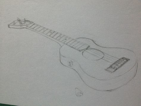 Ukulele Ukulele Sketch, Ukulele Drawing, Sketching Ideas, Ukelele, Ukulele, Drawing Sketches, Pencil Drawings, Sketch, Pencil