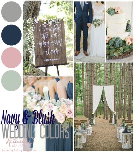 all four colors i like - grey, navy, sage, blush (incorporate lavender) Blush Wedding Scheme, Blush Wedding Colour Scheme, Pink Wedding Color Scheme, Vintage Biology, Navy Blush Weddings, Blue And Blush Wedding, Blush Wedding Colors, Navy And Blush, Pink Wedding Colors