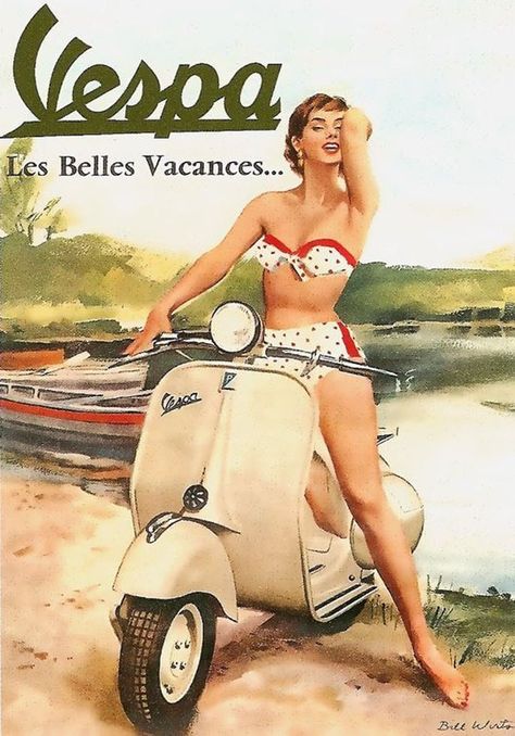 Vintage (Retro) Advertisements (19) Stare Reklamy, Vintage Pin Ups, Scooters Vespa, Vintage Vespa, Pin Up Vintage, Vespa Girl, Vespa Lambretta, Vespa Vintage, Scooter Girl