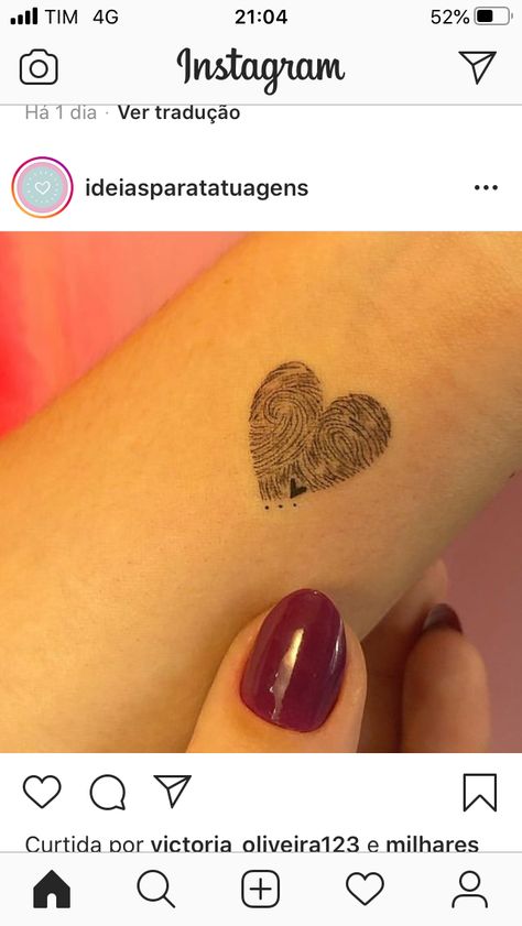 Finger Print Heart Tattoo Placement, Mother Daughter Thumbprint Tattoos, Heart Tattoo With Fingerprint, Fingerprint Tattoo Ideas Parents, Fingerprint Heart Tattoo Thumb Prints, Thumb Print Tattoos Ideas Heart, Kids Fingerprint Tattoo, Thumb Heart Tattoo, Maching Tattoos Mother Daughter