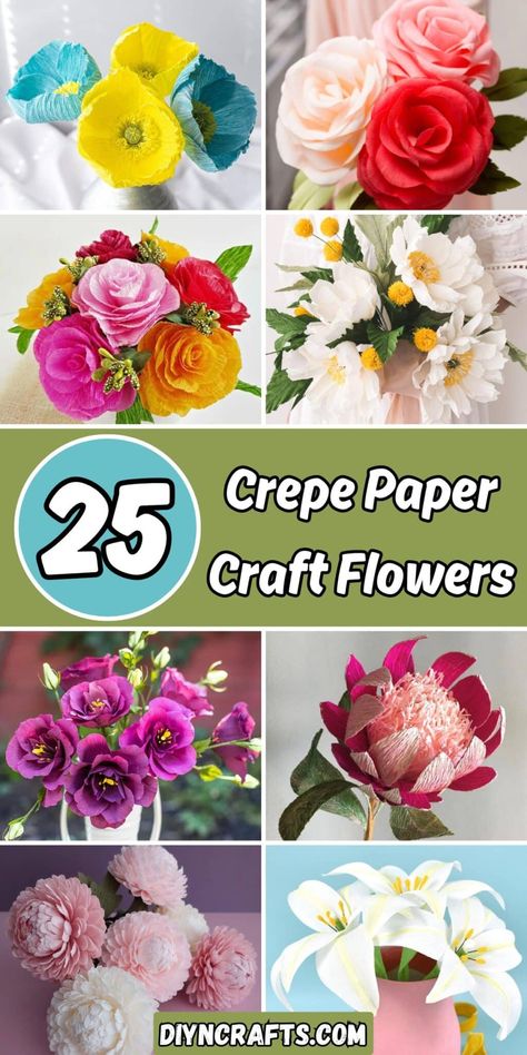 25 Crepe Paper Craft Flowers: Ideas, Patterns, and Tutorials Crafts Using Crepe Paper Streamers, Crepe Flowers Diy, Paper Flower Templates Free Printable, Crepe Paper Craft, Paper Craft Flowers, Free Paper Flower Templates, Crepe Paper Flowers Tutorial, Paper Flowers Wedding Bouquet, Crepe Flowers