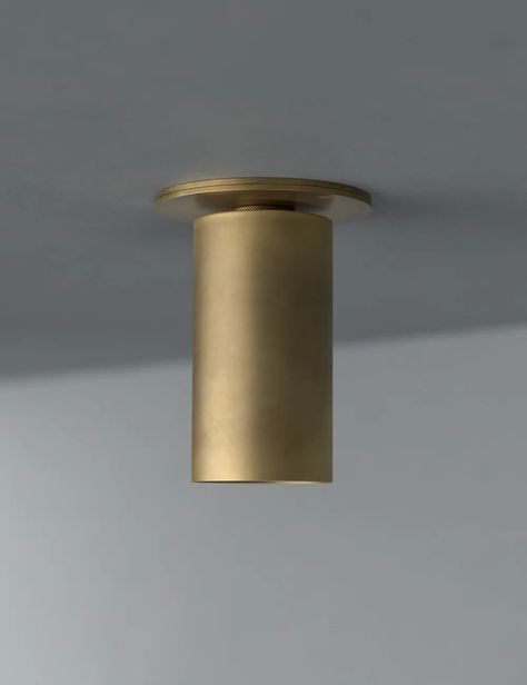 Baton Ceiling Downlight by Southern Lights Electric | Wescover Flush Mounts Cylinder Light, Cove House, Cylinder Lights, Surface Mount Lighting, Southern Lights, Down Lighting, Brass Interior, Bespoke Lighting, Canopy Design