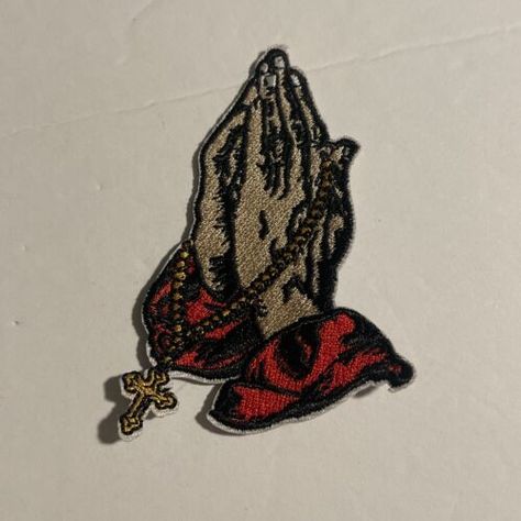 Praying Hands Rosary Embroidered Patch New  | eBay Praying Hands Rosary, Praying Hands, Sewing Embellishments, Embroidered Patch, Embroidered Patches, Rosary, Embellishments, Sewing Crafts, Arts And Crafts