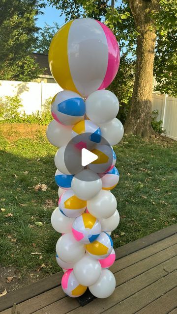 Beach Ball Arch Diy, Beach Ball Balloon Arch, Beach Ball Decorations, Beach Ball Garland, Balloon Tower, Wildwood Nj, Beach Balls, Ocean City Nj, Ocean City Maryland