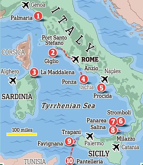 A guide to ten stunning secret Italian islands away from the obvious hotspots | Daily Mail Online Italian Islands, Souvenir Store, Lost World, Cinque Terre, Catania, Travel News, Sardinia, Archipelago, Palermo