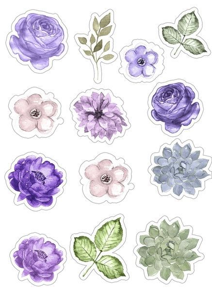 Seni Resin, Homemade Stickers, Scrapbook Printing, Scrapbook Flowers, Stickers Kawaii, Tumblr Stickers, Scrapbook Stickers Printable, Bullet Journal Stickers, Floral Stickers