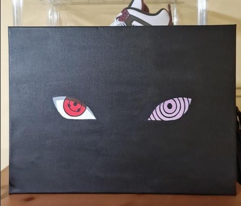 Obito Uchiha Painting, Naruto Mini Canvas Painting, Naruto Inspired Painting, Demon Slayer Painting Canvas Easy, Naruto Easy Painting, Simple Anime Painting On Canvas, Easy Anime Paintings On Canvas, Naruto Painting Ideas On Canvas Easy, Anime Canvas Art Paint Easy