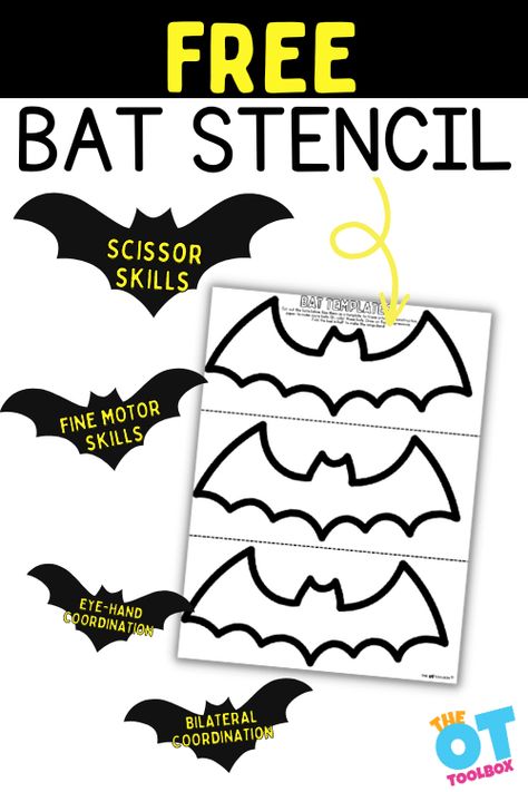 Bat Template Fine Motor Activity - The OT Toolbox Rainbow Sensory Bottles, Rainbow Facts, Bat House Plans, Handwriting Exercises, Halloween Bats Crafts, Bat Template, Pencil Control, Bat Craft, Rainbow Activities