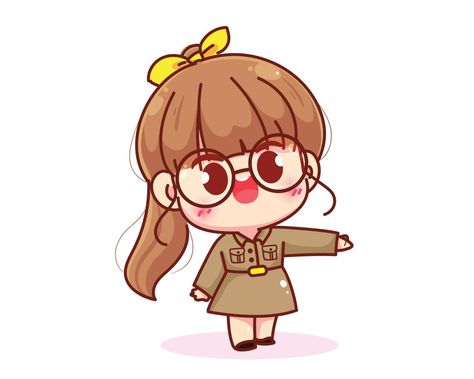 Girl Teacher Cartoon, Cute Anime Teacher, Thailand Uniform, Back To School Logo, Teacher Character, Teacher Drawing, Cartoon Art Illustration, Woman Teacher, People Cartoon