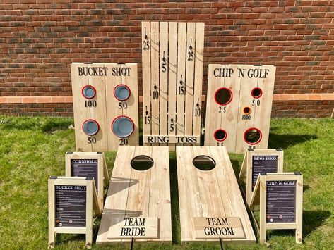 HIRE ONLY Large Outdoor Wedding Games Wedding Entertainment. Chip N Golf, Ringtoss, Hoops Crosses, Cornhole, Ring a Bell, Bucket Shot - Etsy UK Games Like Cornhole, Outside Wedding Games, Wooden Garden Games, Garden Games Wedding, Wedding Garden Games, Outdoor Wedding Ideas On A Budget, Wedding Outdoor Games, Large Outdoor Wedding, Country Games