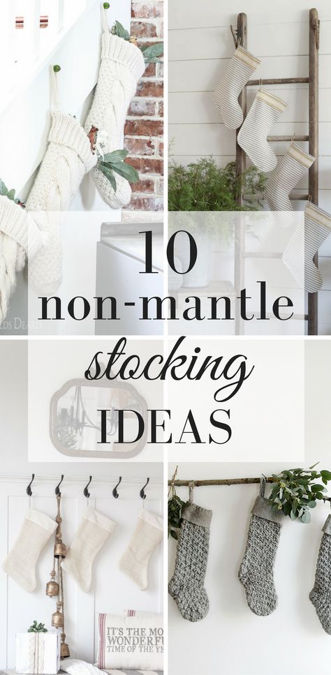 Where to Hang Stockings if no Mantle- 10 Non Mantle Stocking Ideas Farmhouse Lights, Farmhouse Design Ideas, Hanging Christmas Stockings, Fireplace Stockings, Farmhouse Light, Stocking Ideas, Diy Stockings, Christmas Stockings Diy, Classic Farmhouse