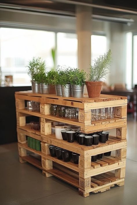 "Transform pallets into stunning furniture pieces! ♻️🛠️ These sustainable DIY Pallet Furniture projects are perfect for eco-friendly homes. Get creative and craft your own custom designs today! 🌍🛋️ #PalletFurniture #SustainableLiving #DIYProjects" Pallet Craft Table, Easy Diy Pallet Shelves, What To Make Out Of Pallets, Pallet Retail Display, Pallet Plant Stand Diy, Kitchen Island Out Of Pallets, Pallet Crafts Ideas, Wood Palette Ideas, Pallet Birdhouse