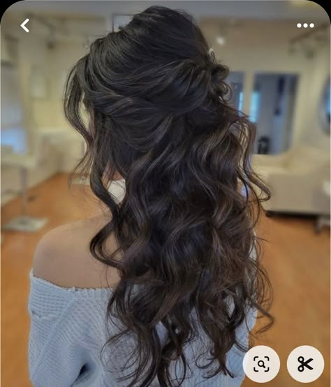 Hair Updos Brunette, Bride Hair Half Up Half Down Brunette, Brunette Formal Hairstyles, Fairytale Updo Hairstyles, Fairytale Bridal Hair, Bridesmaid Hairstyles For Long Hair Brunette, Bridal Hairstyles For Long Hair Half Up, Elegant Half Up Half Down Hairstyles Wedding Bride, Simple Wedding Hairstyles For Long Hair