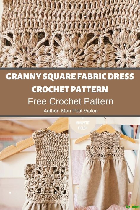 Crochet And Fabric Dress Pattern Free, Crochet Kids Clothing Patterns Free, Fabric And Crochet Dress, Granny Square Toddler Dress, Granny Square Crochet Dress Pattern Free, Granny Square Baby Dress, Crochet And Fabric Dress, Crochet Fabric Dress, Free Crochet Baby Patterns