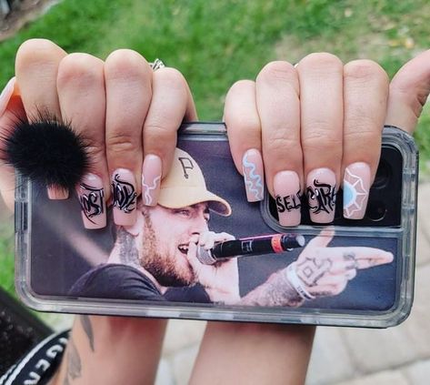 Mac Miller Acrylic Nails, Mac Miller Inspired Nails, Mac Miller Nails, Ombre Acrylic, Ombre Acrylic Nails, Inspired Nails, Mac Miller, Fire Nails, Nails Nails