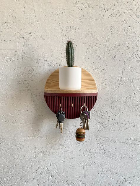 Keychain Hanger, Minimalist Shelf, Key Shelf, Shelf Entryway, Minimalist Shelves, Wooden Key Holder, Unique Key, Wooden Organizer, Wall Clock Wooden