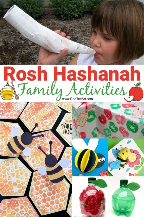 Rosh Hashanah Activities for Families - Red Ted Art - Kids Crafts Rosh Hashanah Crafts For Toddlers, Preschool Rosh Hashanah Crafts, Rosh Hashana Montessori, Rosh Hashanah Activities For Kids, Rosh Hashana Crafts Kindergarten, Rosh Hashana Arts And Crafts, Rosh Hashana Cards For Kids, Jewish Preschool Activities, Rosh Hashana Activities For Kids