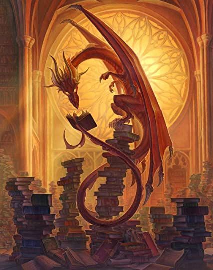 Library Fantasy Art, Dragon Library, Wizard Magic, Magic Spell Book, Dragon Pictures, Dragon Artwork, Poster Artwork, Book Dragon, Fantasy Dragon