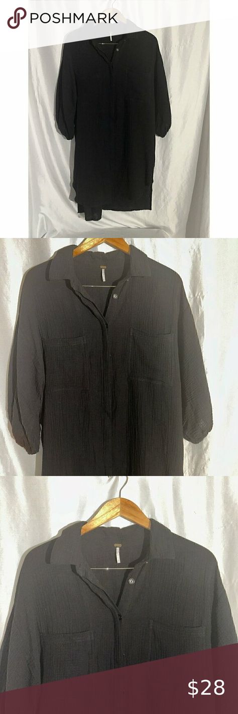 Young Fabulous & Broke Sand Dollar Gauze Black Tunic Shirtdress Size Small Black Tunic, Black Sand, Sand Dollar, Shirtdress, Balloon Sleeves, Dress Es, Dresses Skirts, Outfit Inspo, Plus Fashion