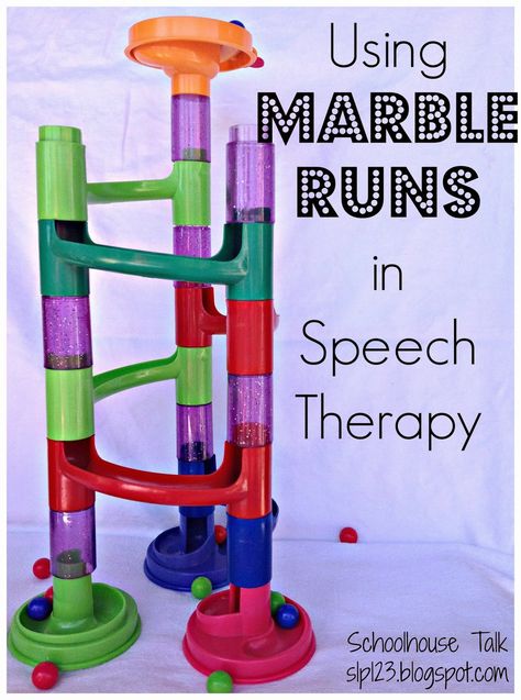 Spotlight on Schoolhouse Talk: Using Marble Runs in Speech Therapy! Speech Games, Marble Runs, Preschool Speech Therapy, Speech Articulation, Therapy Toys, Speech Therapy Games, Slp Activities, Speech Delay, Slp Ideas