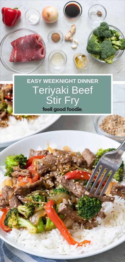 This teriyaki beef (steak) and broccoli stir fry is a quick and easy weeknight meal that’s loaded with flavor. Flank steak is cooked in a homemade teriyaki sauce, paired with tender broccoli, onion, and sweet red bell pepper. It’s delicious served with rice or noodles. Plus, it only takes about 30 minutes to make from start to finish! Trader Joe’s Sesame Teriyaki Beef Skirt Steak, Steak And Broccoli Stir Fry, Teriyaki Beef Stir Fry, Teriyaki Steak, Steak And Broccoli, Teriyaki Stir Fry, Steak And Rice, Teriyaki Beef, Beef Sirloin