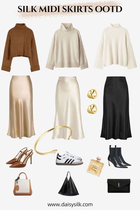 Elegant Skirt Outfits, Chique Outfit, Rock Outfit, Trendy Fall Outfits, Mode Ootd, Modieuze Outfits, Midi Skirts, Elegantes Outfit, Modest Fashion Outfits