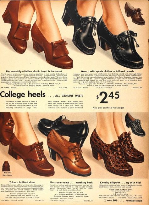 1940s Winter Fashion, 40s Mode, 1940s Women, 1940s Shoes, Fashion 1940s, 40s Fashion, Style Inspiration Winter, Retro Shoes, Vintage Winter