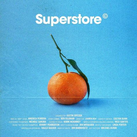 Graphic Grocery Store on Instagram: "Poster for Superstore, the severely underrated NBC series about a group of employees working at a grocery store ☁️🛒 One of my new fav shows! If you like sitcoms like Community or The Good Place, you’ll probably like this 💙 Have a heavenly Saturday everyone! Textures from the very talented @manasseto 🤩 • • • • • #NBC #Superstore #Cloud9 #NBCSuperstore #GraphicDesign #EyeOnDesign #FvkingDesign #GraphicIndex #FkinDesign #GrafikFeed #FruitsArtClub #PosterDesi Mark Mckinney, Lauren Ash, Ben Feldman, Instagram Poster, Store Signage, Bo Derek, America Ferrera, Type Posters, Photo Poster