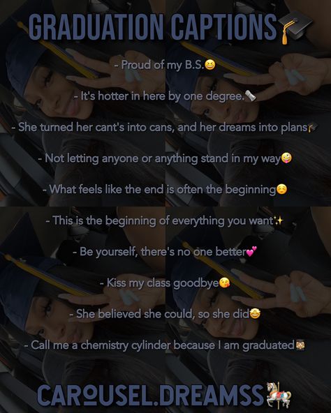 Senior Quotes For Cap, Decision Day Captions, Graduation Quotes University Instagram, Baddie Graduation Captions, Captions For College Pictures, Senior Captions Instagram 2023, Prom Quotes For Pictures, Graduation Captions Instagram Funny, Prom Ig Captions