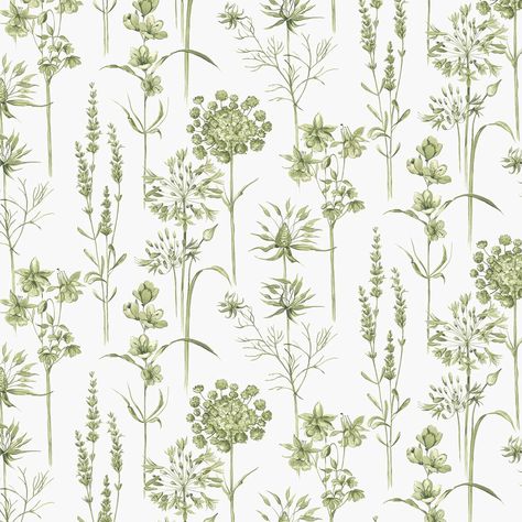 Wildflowers Wallpaper, Green Floral Wallpaper, Jungle Decor, A Street Prints, Quality Wallpaper, Background Simple, Green Nursery, W Wallpaper, Green Colour Palette