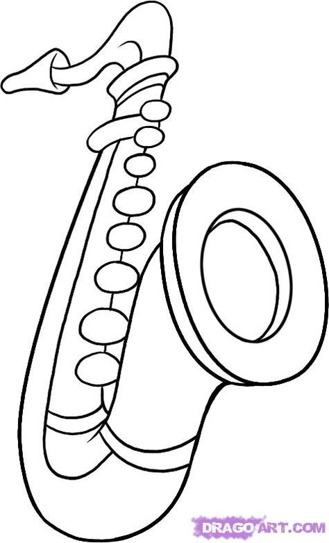 how to draw a saxophone step 6 Drawing Items, Saxophone Art, Musical Instruments Drawing, Jazz Instruments, Louisiana Art, Clip Art Library, Music Crafts, Mandala Art Lesson, Drawing Projects