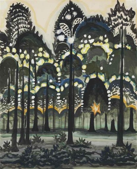 Charles Burchfield - Sunrise in the Forest, 1917 Charles Burchfield, American Scene Painting, Have Inspiration, Art Et Illustration, Old Paintings, Art And Illustration, In The Forest, Nature Scenes, Art Moderne